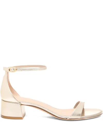 Stuart Weitzman 35mm Leather Sandals In Gold