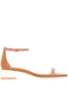 Stuart Weitzman Suede Lucite Block Heel Sandals In Neutrals