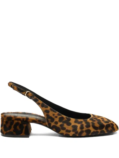 Stuart Weitzman 35mm Maeve Slingback Leopard Pumps In Brown