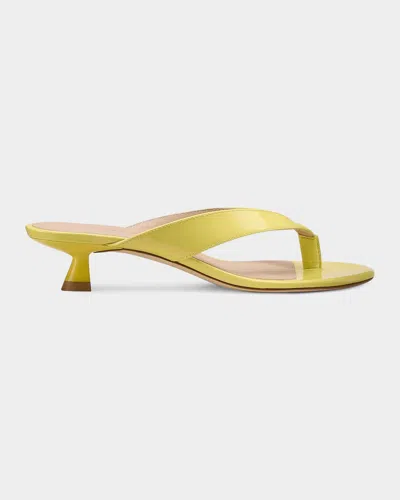 Stuart Weitzman 35mm Rio Sleek Patent Leather Thong Sandals In Yellow