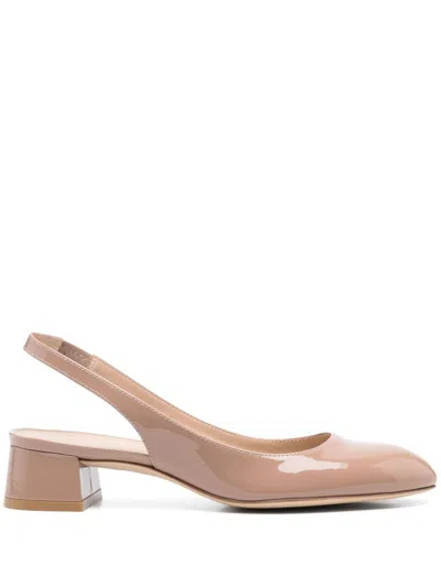 Stuart Weitzman 35mm Vivienne Patent Leather Slingbacks In Blush