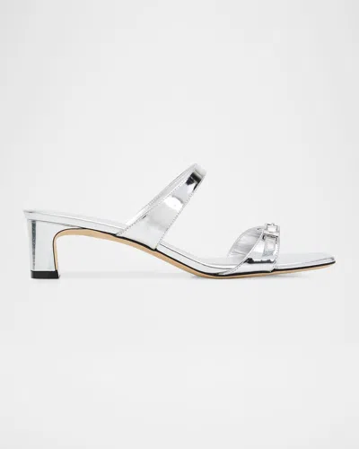 Stuart Weitzman 40mm Baby Babette Metallic Leather Slide Sandals In Multi