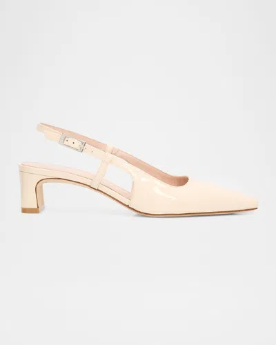 Stuart Weitzman 40mm Baby Babette Patent Leather Pumps In Nude