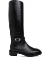 Stuart Weitzman Bella Buckled Leather Knee Boots In Black