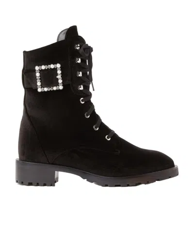 Stuart Weitzman 40mm Buckle-fastening Lace-up Boots In Black