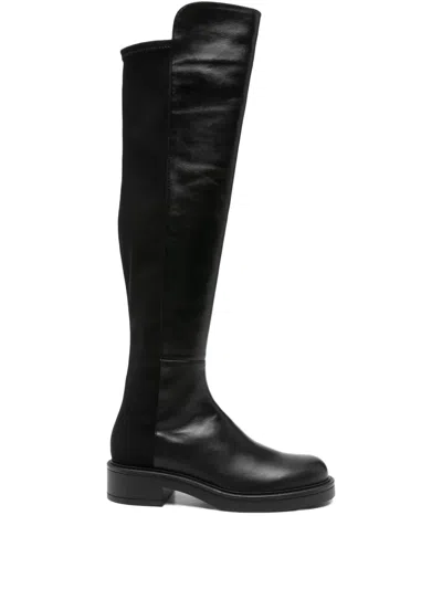 Stuart Weitzman 40mm Leather Panelled Knee-high Boots In Black