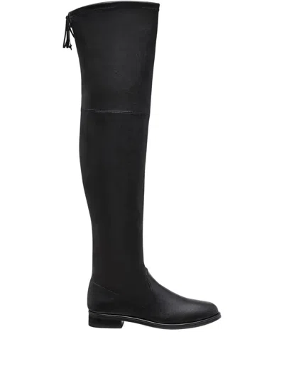 Stuart Weitzman 40mm Lowland Almond-toe Over-the-knee Boots In Black