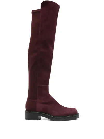 Stuart Weitzman 40mm Suede Knee-high Boots In Red