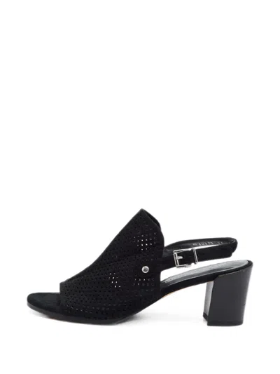 Pre-owned Stuart Weitzman 41 Perforated Slingback Sandals In Black