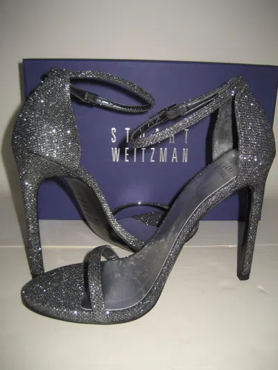 Pre-owned Stuart Weitzman $415  Us 9 Nudist Dark Silver Dress Sandal High Heels Shoes