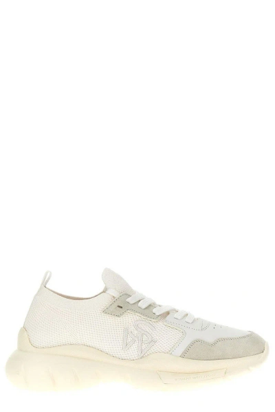 Stuart Weitzman 505 Mesh Lace-up Sneakers In White