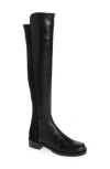 Stuart Weitzman High Boots With Round Toe And Block Heel In Black Smooth Calf:
