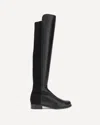 Stuart Weitzman Mid-calf Boots With Smooth Finish And Rounded Toe In Black