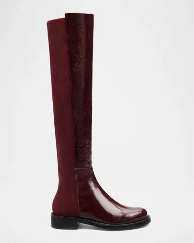 Stuart Weitzman 5050 Gisele Mixed Leather Over-the-knee Boots In Burgundy