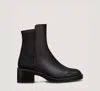 Stuart Weitzman Kaia Stretch Leather Ankle Booties In Black