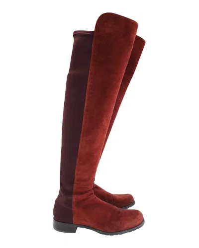Stuart Weitzman 5050 Knee Length Boots In Red Suede In Black