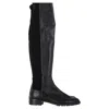 STUART WEITZMAN 5050 LIFT OVER-THE-KNEE BOOTS IN BLACK LEATHER AND SUEDE