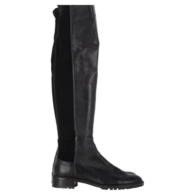 Stuart Weitzman 5050 Lift Over-the-knee Boots In Black Leather And Suede