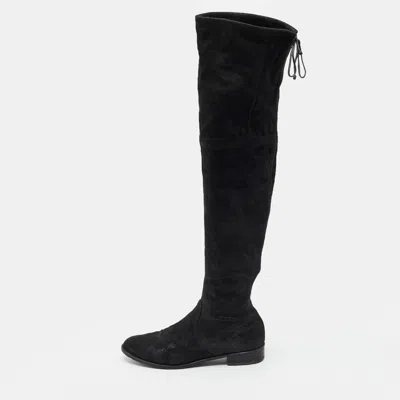 Pre-owned Stuart Weitzman 5050 Size 39 Black Suede Knee Length Boots