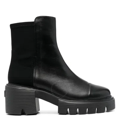 Stuart Weitzman Panelled Leather 75mm Chelsea Boots In Black
