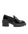 Stuart Weitzman Soho Glossed-leather Platform Loafers In Black