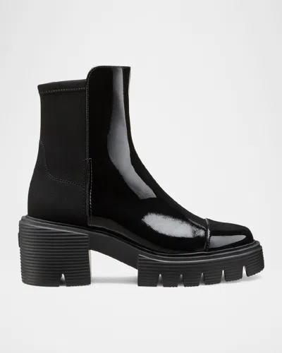 Stuart Weitzman 5050 Soho Patent Stretch Ankle Booties In Black