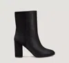 Stuart Weitzman Strut Mixed Leather Ankle Booties In Black