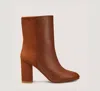 Stuart Weitzman Strut Mixed Leather Ankle Booties In Briddle Brown