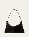 Stuart Weitzman 5050 Suede & Leather Shoulder Bag In Black