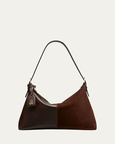 Stuart Weitzman 5050 Suede & Leather Shoulder Bag In Walnut