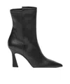 Stuart Weitzman 5050 Vinnie High Heels Ankle Boots In Black Leather In Blue