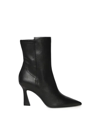 Stuart Weitzman 5050 Vinnie Leather Ankle Boots In Black