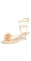 Stuart Weitzman Women's Belize Floral-appliquéd 50mm Raffia Ankle-wrap Sandals In Natural