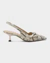 Stuart Weitzman 50mm Georgie Snake-embossed Leather Slingback Pumps In White
