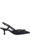 Stuart Weitzman Mesh And Leather Slingback Pumps With Sculptural Heel