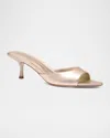 Stuart Weitzman 50mm Lexington Metallic Leather Mules In Neutral