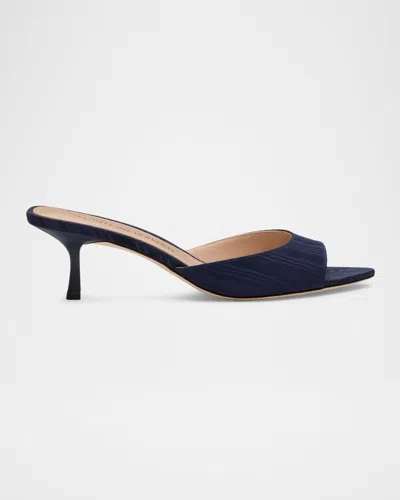 Stuart Weitzman 50mm Lexington Moire Mules In Blue