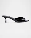 Stuart Weitzman 50mm Lexington Patent Leather Mules In Black