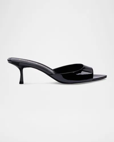 Stuart Weitzman 50mm Lexington Patent Leather Mules In Black