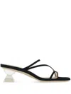 Stuart Weitzman Suede Lucite Heel Strappy Sandals In Black