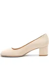 Stuart Weitzman 50mm Maeve 50 Block-heel Suede Pumps In Neutral
