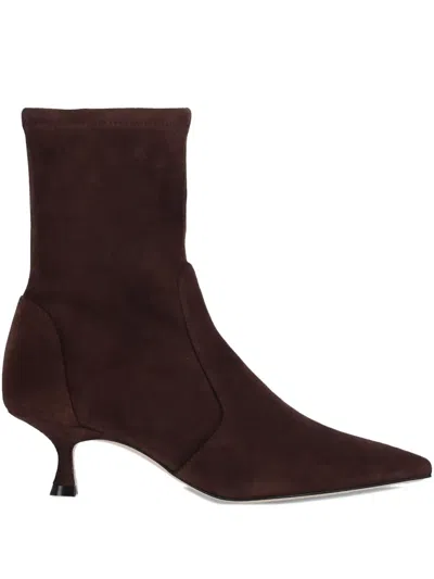 Stuart Weitzman 50mm Pointed-toe Boots In Brown