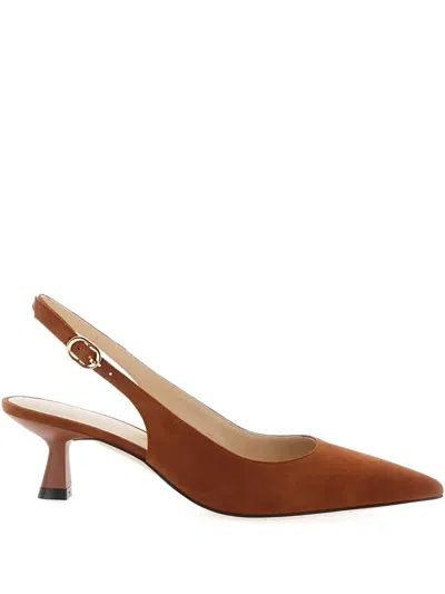 Stuart Weitzman 50mm Pointed-toe Slingback Pumps In Brown