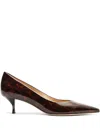 Stuart Weitzman Stuart Power Tortoise Leather Pumps In Brown