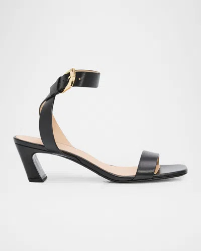 Stuart Weitzman 50mm Sai Leather Ankle-strap Sandals In Black