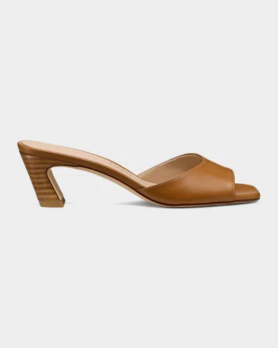 Stuart Weitzman 50mm Stassi Leather Mules In Brown
