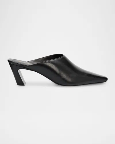 Stuart Weitzman 50mm Stassi Leather Mules In Black