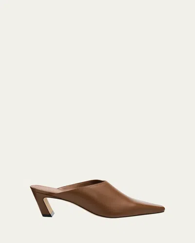 Stuart Weitzman 50mm Stassi Leather Mules In Brown