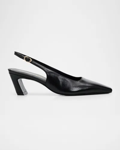 Stuart Weitzman 50mm Stassi Leather Slingback Pumps In Black