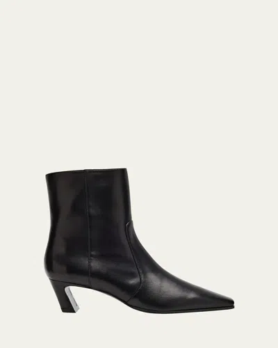 Stuart Weitzman 50mm Stassi Leather Zip Booties In Black